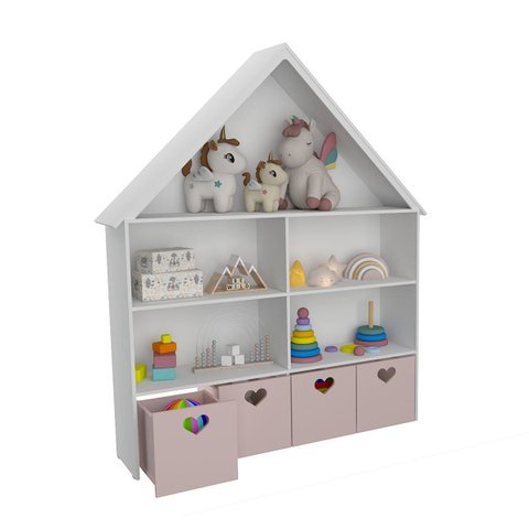 Casinha Organizadora Infantil com Baús Rosa Kethelyn 100% Mdf