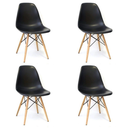 Ver imagem 3 de Mesa Industrial Base Ferro Cobre em V Tampo 90x90 Amendoa 4 Cadeiras Eames Madeira Assento Preto