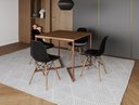 Ver imagem 1 de Mesa Industrial Base Ferro Cobre em V Tampo 90x90 Amendoa 4 Cadeiras Eames Madeira Assento Preto