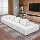 Ver imagem 2 de Sofá Ilha Living com Puff 505cm Siesta M22 Bouclê Branco - Mpozenato