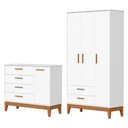 Ver imagem 1 de Jogo de Quarto Infantil Flip Guarda Roupa 3 Portas e Cômoda 1 Porta Branco Fosco - Reller Móveis