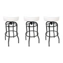 Ver imagem 1 de Conjunto 3 Banquetas Giratória Bar para Bancada Média Altura 65cm cor Preto Assento Branco Poltronas
