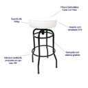 Ver imagem 3 de Conjunto 3 Banquetas Giratória Bar para Bancada Média Altura 65cm cor Preto Assento Branco Poltronas
