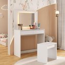 Ver imagem 1 de Penteadeira Infantil 90cm com Banqueta Espelho Led 2 Gavetas Multimóveis Mp4398 Branco