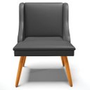 Ver imagem 7 de Cadeira Decorativa Sala de Jantar Pés Palito de Madeira Firenze PU Preto Fosco/Natural G19 - Gran Be