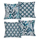 Ver imagem 1 de Kit com 4 Capas para Almofadas Decorativa Folhagem Azul