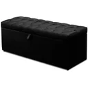 Ver imagem 3 de Cabeceira Mais Calçadeira Baú Casal 140cm Para Cama Box Sofia cor Preto Courino