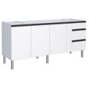 Ver imagem 1 de Gabinete / Balcão de Cozinha Ga em Aço para Pia de 2.00m 3 Gavetas com Corrediças Telescópicas Cor B