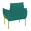 Ver imagem 4 de Poltrona Sofá Luxo Base Metal Dourada Recepção Escritório Azul Turquesa