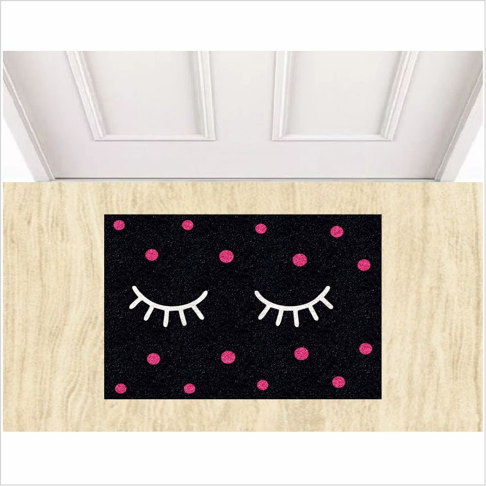 Tapetes Beleza Cílios Fofinhos 60x40cm para Porta Decorativo:preto