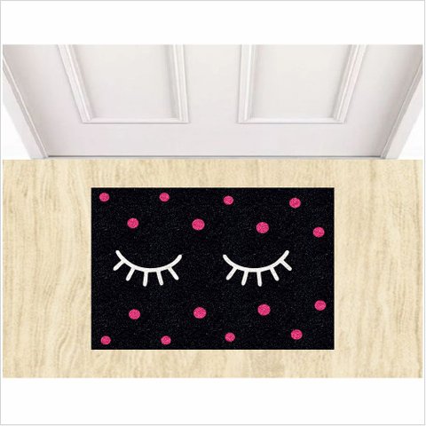 Tapetes Beleza Cílios Fofinhos 60x40cm para Porta Decorativo:preto