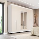 Ver imagem 1 de Guarda-Roupa Casal 6 Portas com Espelho Madrid Bege/Creme/Branco