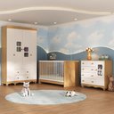 Ver imagem 2 de Quarto de Bebê Completo com Berço 3 em 1 para Colchão 130x60cm Luna Multimóveis Mp4520 Madeirado