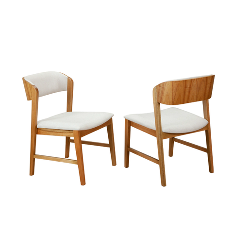 Kit 2 Cadeiras Sylvia Encosto Laminado Madeira Linho Off