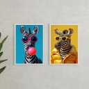 Ver imagem 2 de Kit 2 Quadros Decorativos Zebras de Óculos 45x34cm:moldura Branca