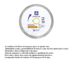 Disco de Corte Porcelanato Diamantado Turbo 110 Mm X 20mm - 6