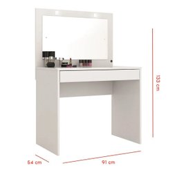 Penteadeira Camarim Atraente com Espelho e LED 1 Gaveta Branco - Demóbile - 3