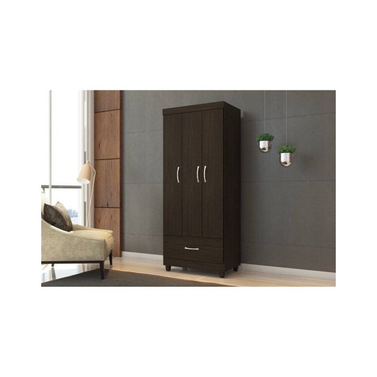 Guarda Roupa Solteiro 3 Portas Prince 31060 Ébano Touch Demóbile