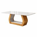 Ver imagem 5 de Conjunto Mesa e Cadeiras 6 Lugares Retangular 160CMX80CM Tampo Vidro/MDF Laini Bege Amêndoa Clean/Off White/Bege