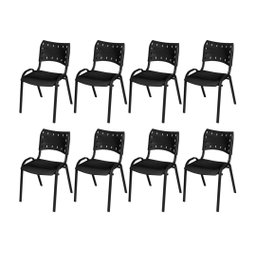 Cadeira Iso Base Preto Igreja, Escola, Escritório - Preto - Kit 8 Peças - 2