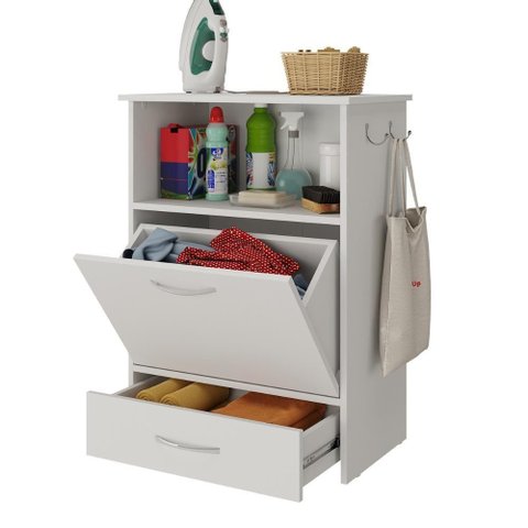 Balcão de Lavanderia Multiuso 1 Porta 1 Gaveta Multimóveis Mp5057 Branco