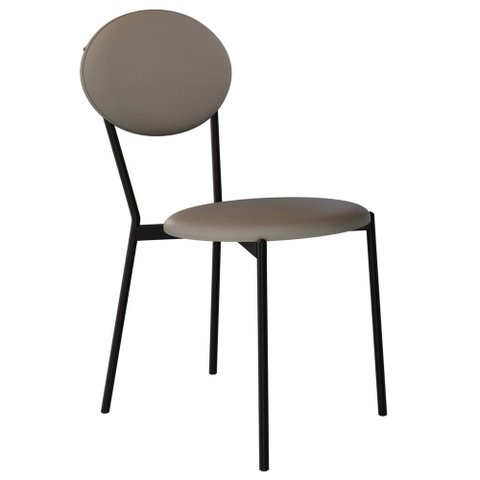 Cadeira Estofada para Sala de Jantar Azuri Preto C01 Courino Cinza - Lyam Decor