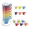 Jogo 6 Caneca de Café Chá Cerâmica Colorida Kit Xícara - 1