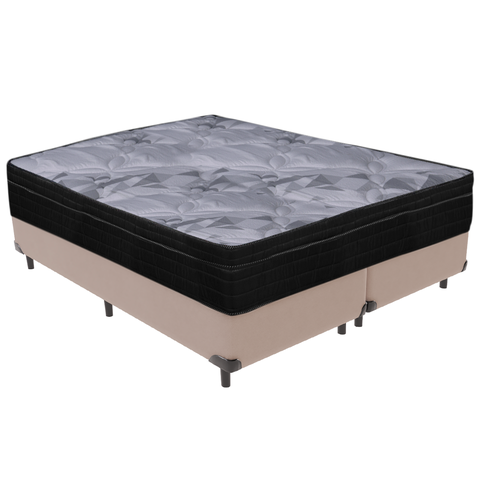 Cama Box Bege e Colchão Airtech Pampa Molas Ensacadas Queen Ortobom