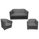 Ver imagem 1 de Kit Namoradeira + 2 Poltronas Decorativa Biane Suede Cinza Pés Cromado Ms Decor