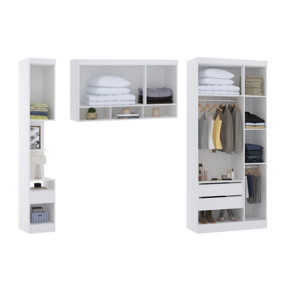 Guarda Roupa Dormitório Modulado Alpes Casal 1,38 m - Roupeiro Luciane M05:Branco - 2