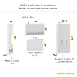 Guarda Roupa Dormitório Modulado Alpes Casal 1,38 m - Roupeiro Luciane M05:Branco - 5