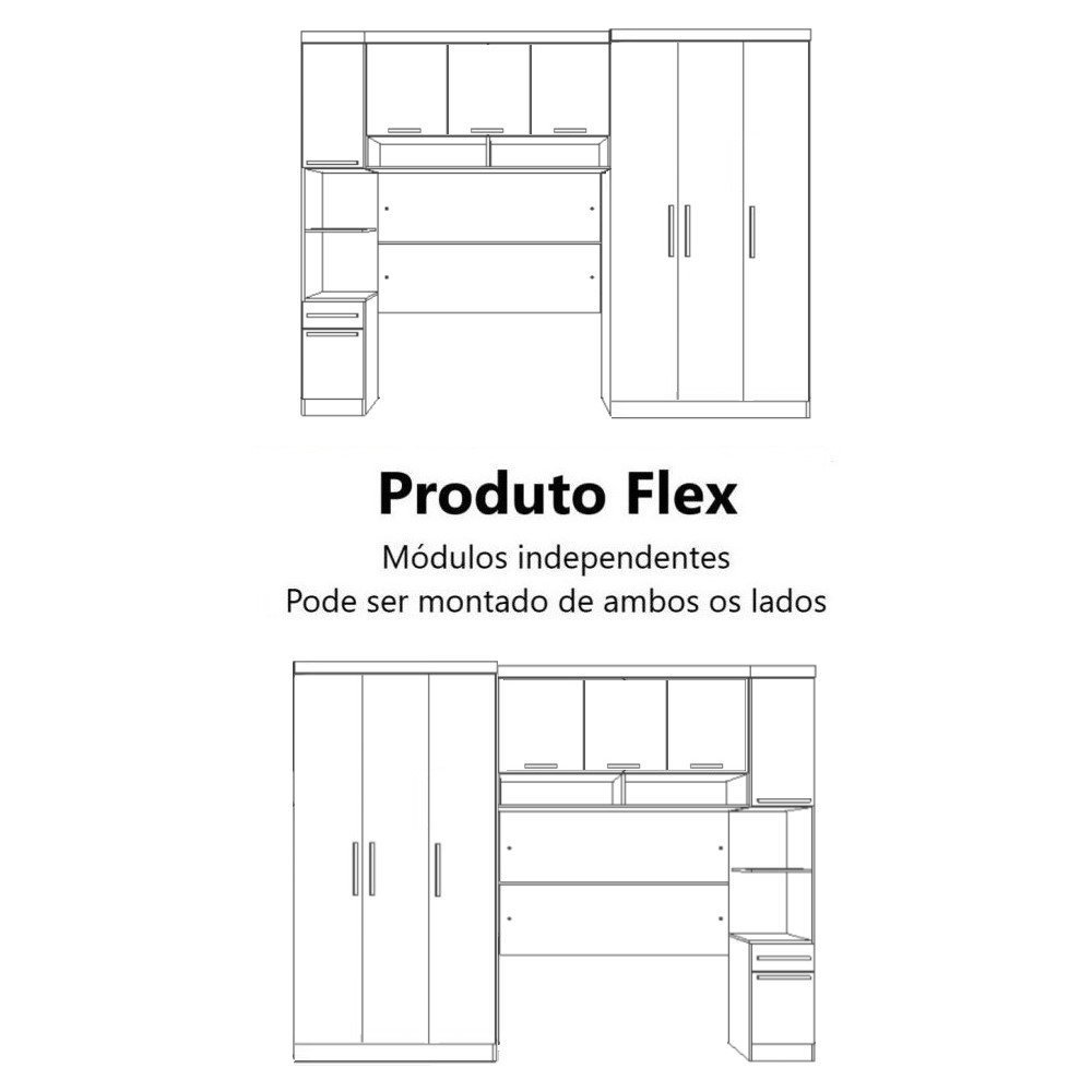 Guarda Roupa Dormitório Modulado Alpes Casal 1,38 m - Roupeiro Luciane M05:Branco - 6