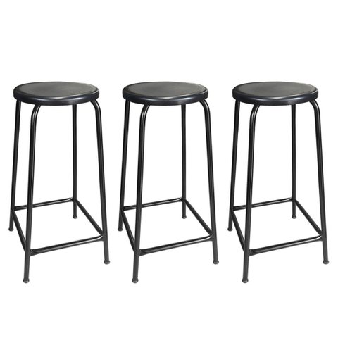 Kit 3 Banqueta Banco Alta 65cm Empilhavel Para Cozinha Balcão Bar Preta