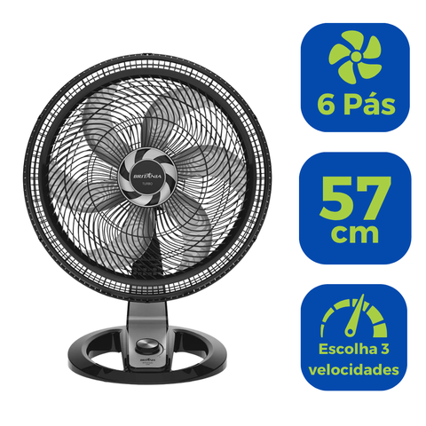 Ventilador de Mesa 57cm 2 em 1 Turbo 6 Pás 127V Silencioso 160W 3 Velocidades