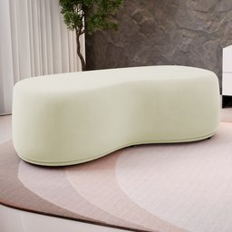 Puff Decorativo Living Aisha Orgânico 02 Lugares Suede Bege Claro - Desk Design - 2