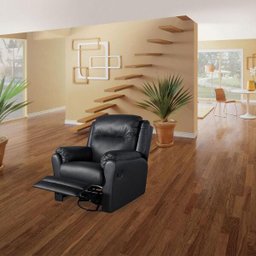 Poltrona motorizada massageadora retrátil e reclinável Corino Catânia Preta - 2 Poltrona motorizada massageadora retrátil e reclinável Corino Catânia Preta - 2