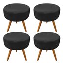 Ver imagem 1 de Kit 4 Puffs Banqueta Redonda Nina Suede Preto