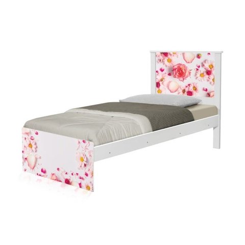 Cama Solteiro Rosas com Colchão