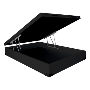 Cama Box Baú Casal Gold Acolchões Corino Preto 41x138x188