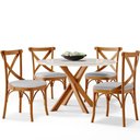 Ver imagem 5 de Kit 04 Cadeiras para Sala de Jantar e Estar Living Estofada Ávila L02 Linho Cinza - Lyam