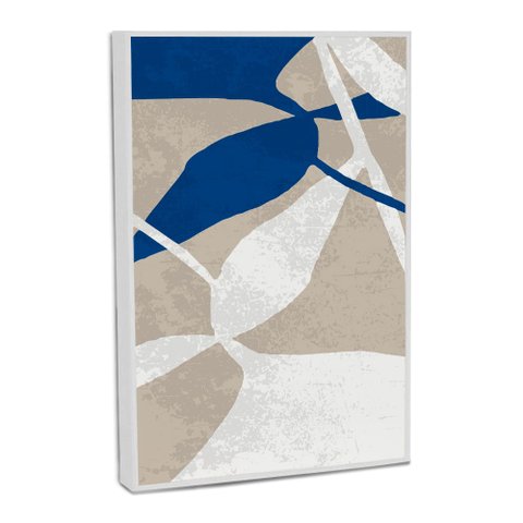 Quadro Decorativo Vibra Abstrato Flowers Blue com Moldura Filete