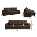 Ver imagem 2 de Sofá Retrátil e Reclinável 2 Lugares 2,30m com Molas Giovana Suede Marrom Marrom