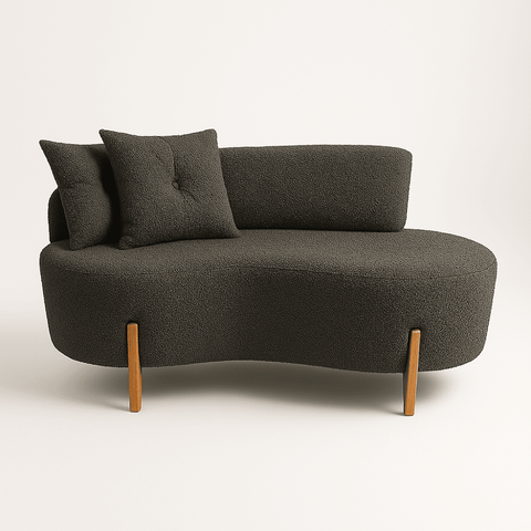 Sofá Orgânico 2 Lugares Com 2 Almofadas Curvo Sala Recepção Boucle - Montanaris Decor