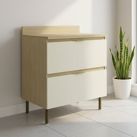Balcão com Tampo 1 Gaveta e 1 Porta Basculante 80cm Nanda TM4206 Nature/Arenas