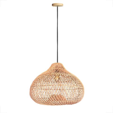 Pendente Rattan em Fibra Natural Boho Varanda Gota E27 NAT76