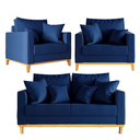 Ver imagem 1 de Kit Sofá Beny 140cm + 2 Poltronas Base de Madeira Linho