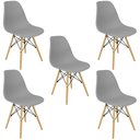 Ver imagem 3 de Kit 5 Cadeiras Charles Eames Eiffel Wood Design Branca Preta Cinza Outras
