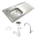 Ver imagem 1 de Pia Inox Fabrinox PSD1000E 100x52cm, cuba esquerda, kit completo