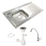 Pia Inox Fabrinox PSD1000E 100x52cm, cuba esquerda, kit completo - 1