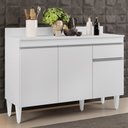 Ver imagem 1 de Balcão Gabinete 120cm com Tampo 3 Portas 1 Gaveta Arizona Branco - Lumil Móveis